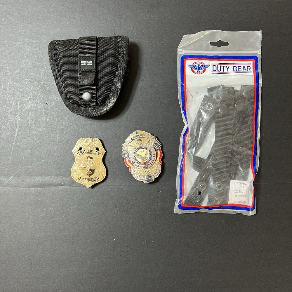 Lot of 2 Security Guard Badges Pinback & Belt Clip